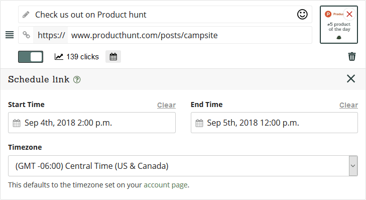Schedule a link